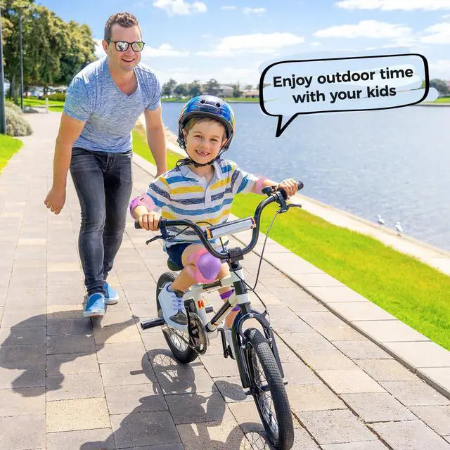Alt view image 5 of 7 - Kids Protective Gear: Kids Knee Pads and Elbow Pads with Wrist Guards Set for 3-15 Years Design for Roller Skates, Cycling, BMX Bike, Skateboard, Inline Skating, Scooter Riding Sports Purple / Rose-M