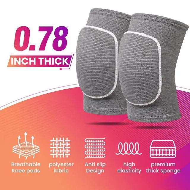Alt view image 3 of 7 - Volleyball Knee Pads,Knee Pads for Women,Men,Kids,Girls,Knee Brace for Basketball Volleyball Football Dance Yoga Tennis Running Cycling Workout Climbing (Gray, Small)
