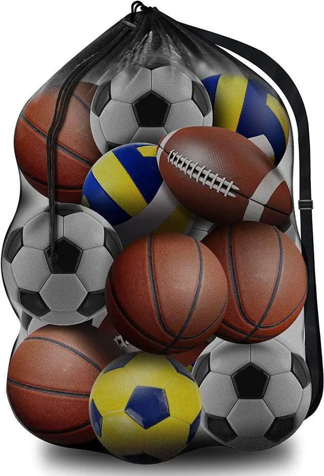 Main image of Extra Large Sports Ball Bag Mesh, Basketball Bags Team Balls, Adjustable Shoulder Strap, Team Work Ball Bags for Holding Soccer, Football, Volleyball, Swimming Gear (30 x 40) (1PCS)