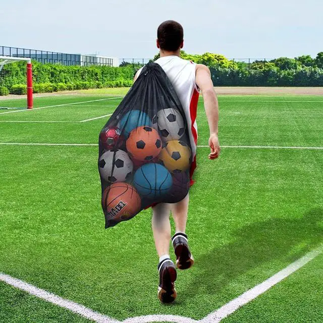 Alt view image 6 of 7 - Extra Large Sports Ball Bag Mesh, Basketball Bags Team Balls, Adjustable Shoulder Strap, Team Work Ball Bags for Holding Soccer, Football, Volleyball, Swimming Gear (30 x 40) (1PCS)
