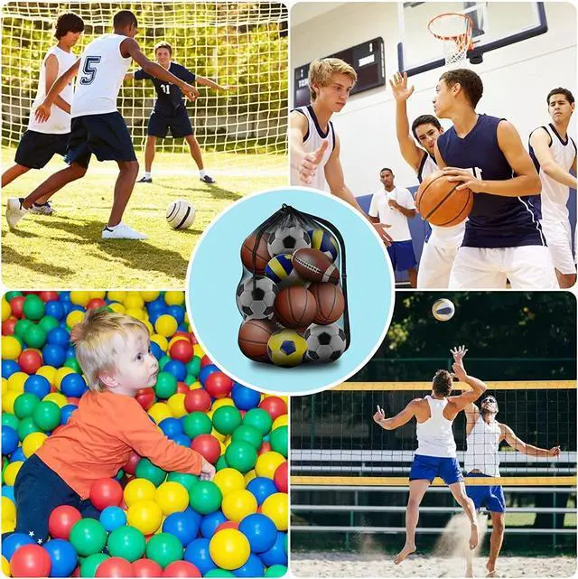 Alt view image 7 of 7 - Extra Large Sports Ball Bag Mesh, Basketball Bags Team Balls, Adjustable Shoulder Strap, Team Work Ball Bags for Holding Soccer, Football, Volleyball, Swimming Gear (30 x 40) (1PCS)