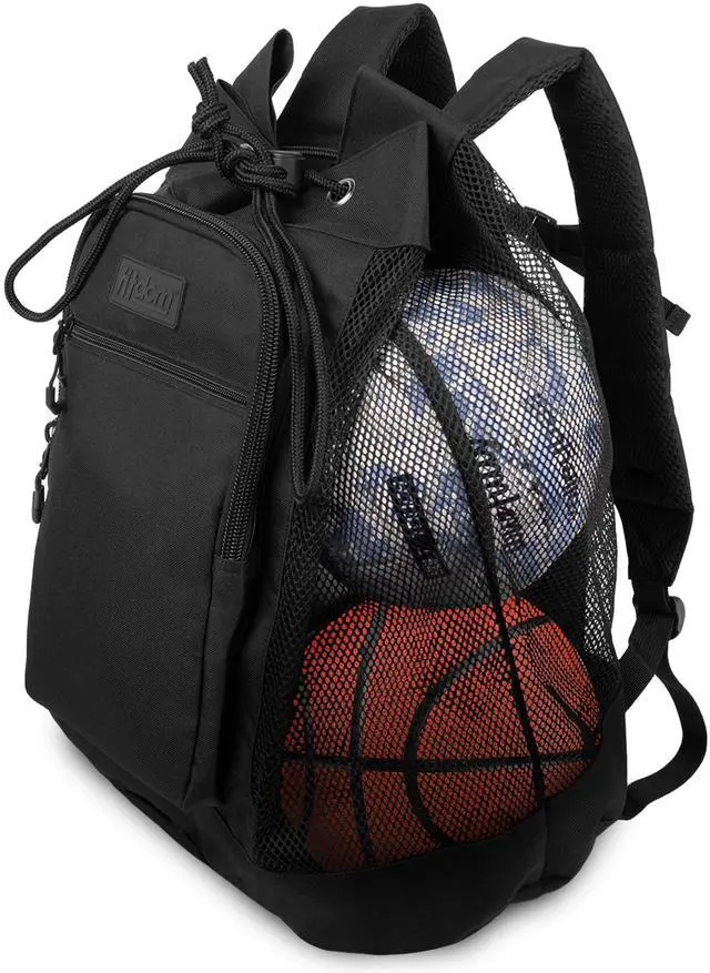 Main image of 64L Heavy Duty Mesh Ball Backpack with Chest Strap & Zipper Pockets | 18" x 11" x 20" Holds 6 Soccer Balls with Padded Backpack Straps & 2 Front Pockets for Coaches, Practice & Training Gear