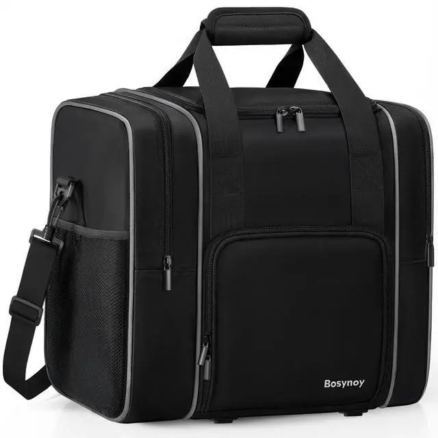 Main image of Bowling Ball Bag, 1 Ball Bowling Tote Carrier with Shoe Compartment | Bowling Bag with Secure Padded Ball Holder, Shoe Compartment Fits Up to Men's Size 14, Mutiple Pockets for Accessories, Black