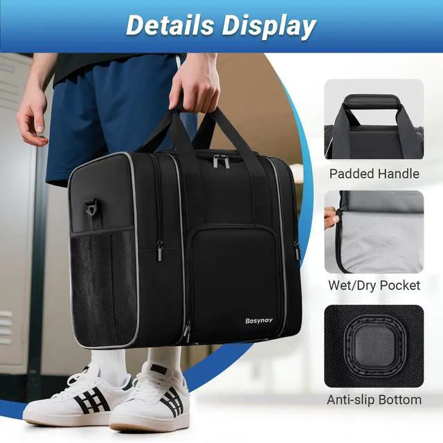 Alt view image 5 of 7 - Bowling Ball Bag, 1 Ball Bowling Tote Carrier with Shoe Compartment | Bowling Bag with Secure Padded Ball Holder, Shoe Compartment Fits Up to Men's Size 14, Mutiple Pockets for Accessories, Black
