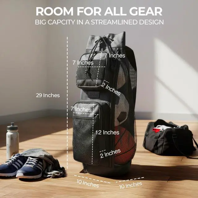 Alt view image 2 of 7 - Mesh Sports Equipment Ball Bag with Shoulder Strap & Side Zipper | Heavy Duty Mesh, Side Zipper Access & Large Ball Capacity for Soccer, Basketball, Volleyball, Football, Training & Team Gear