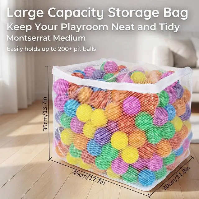 Alt view image 2 of 7 - 2 PCS Ball Pit Ball Storage Bags - Mesh Bag with Zipper Storage | Large Organizer for Ball Pit, Suitable for Storage, Sturdy and Durable,17.7 x 11.8 x 13.7 Inches(Only Storage Bag,No Ball)