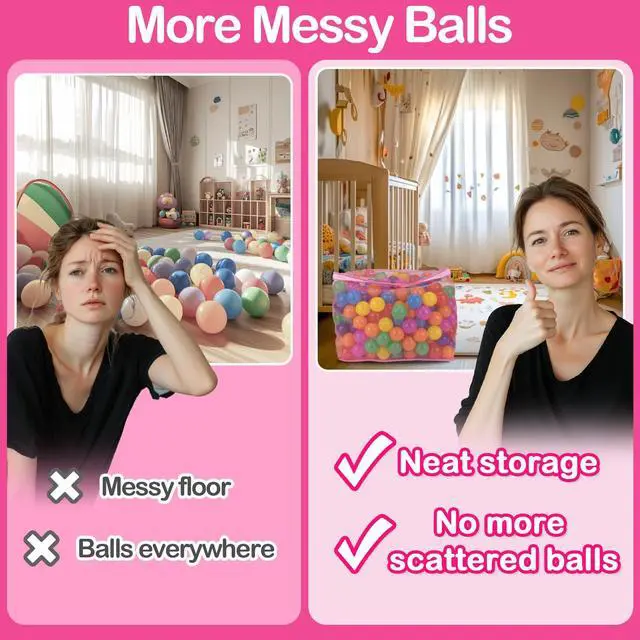 Alt view image 3 of 7 - 2 PCS Ball Pit Ball Storage Bags - Mesh Bag with Zipper Storage | Large Organizer for Ball Pit, Suitable for Storage, Sturdy and Durable,17.7 x 11.8 x 13.7 Inches(Only Storage Bag,No Ball)