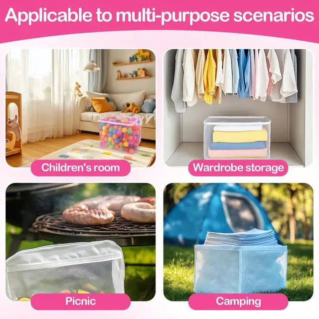 Alt view image 5 of 7 - 2 PCS Ball Pit Ball Storage Bags - Mesh Bag with Zipper Storage | Large Organizer for Ball Pit, Suitable for Storage, Sturdy and Durable,17.7 x 11.8 x 13.7 Inches(Only Storage Bag,No Ball)