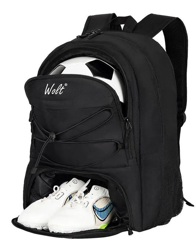 Main image of Soccer Backpack Soccer Bag with Ball Holder & Shoes Compartment, Sport Equipment Bags For Football, Basketball, Volleyball, Gym (Black)