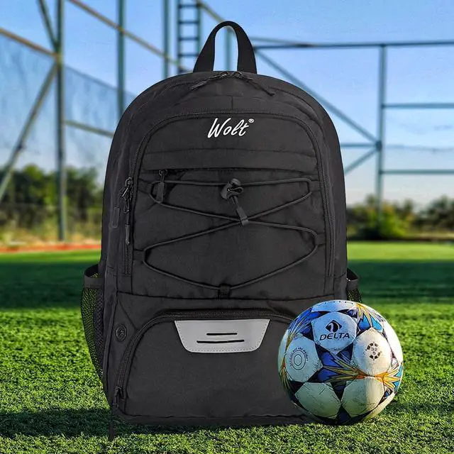 Alt view image 6 of 7 - Soccer Backpack Soccer Bag with Ball Holder & Shoes Compartment, Sport Equipment Bags For Football, Basketball, Volleyball, Gym (Black)