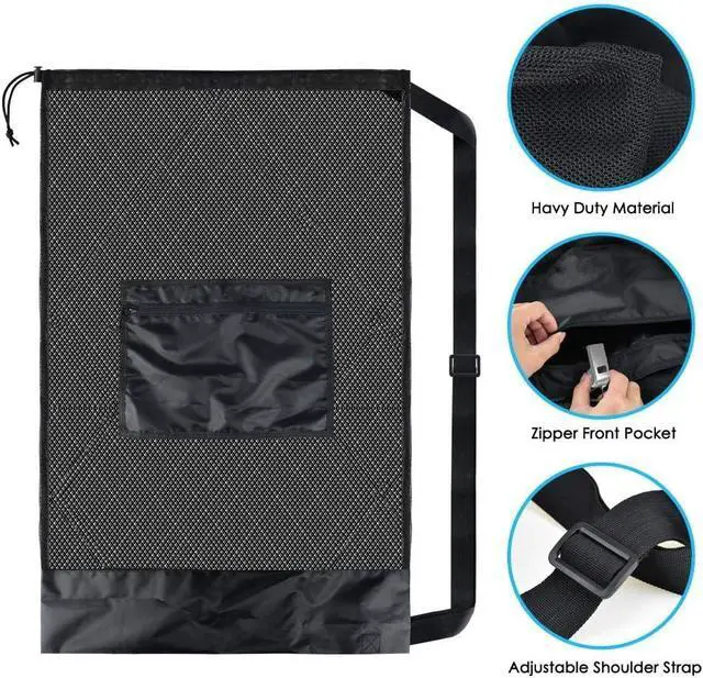 Alt view image 4 of 7 - 1/2/4/6PCS Sports Mesh Bag Sports Equipment Bag | Heavy Duty Drawstring Backpack Sport Balls Bag for Beach, Travel, Gym, Swimming Gear with Shoulder Strap