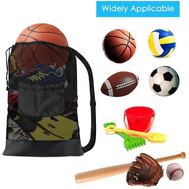 Alt view image 7 of 7 - 1/2/4/6PCS Sports Mesh Bag Sports Equipment Bag | Heavy Duty Drawstring Backpack Sport Balls Bag for Beach, Travel, Gym, Swimming Gear with Shoulder Strap