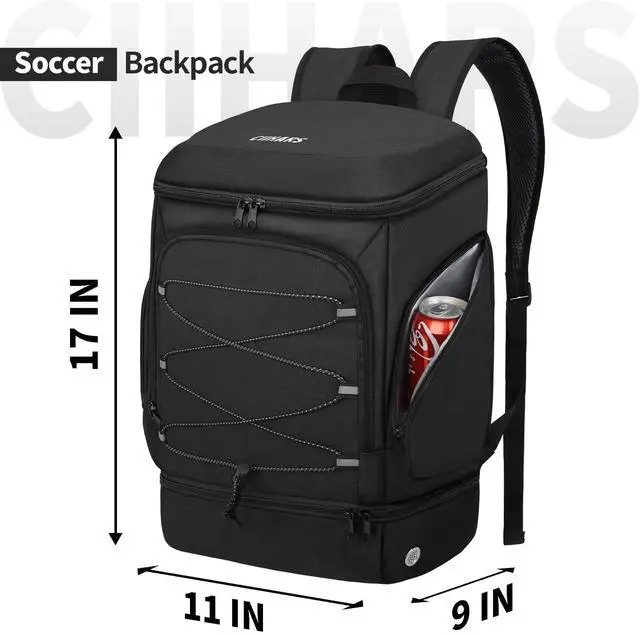 Alt view image 4 of 6 - Soccer Backpack,Soccer Bag with Ball Holder and Shoe Compartment | Large Water Resistant and lightweight Sport Bags fits basketball, volleyball, football gearYouth Soccer Gifts