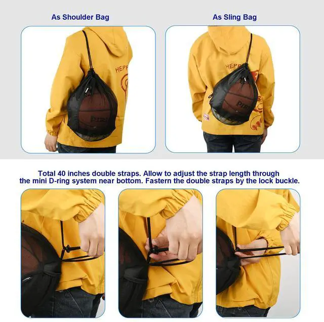Alt view image 5 of 7 - Basketball Bag Basketball Backpack - Soccer Football Single Ball Storage Mesh Back Sack Crossbody Sling Sackpack for Volleyball Rugby Equipment, Sport Bag Organizer for Gym Pool Beach Travel