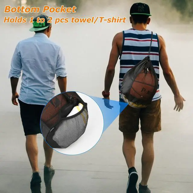 Alt view image 6 of 7 - Basketball Bag Basketball Backpack - Soccer Football Single Ball Storage Mesh Back Sack Crossbody Sling Sackpack for Volleyball Rugby Equipment, Sport Bag Organizer for Gym Pool Beach Travel