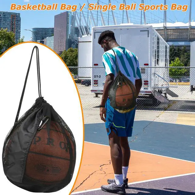 Alt view image 7 of 7 - Basketball Bag Basketball Backpack - Soccer Football Single Ball Storage Mesh Back Sack Crossbody Sling Sackpack for Volleyball Rugby Equipment, Sport Bag Organizer for Gym Pool Beach Travel