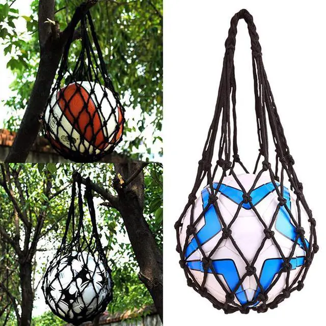 Alt view image 2 of 5 - Basketball Net Bag Soccer Football Mesh Storage Sports Ball Holder Nylon Carry Bag Durable Single Ball Carrier 2 Pack Black Fit Ball 3 4 5