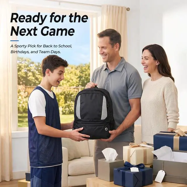 Alt view image 7 of 7 - Basketball Backpack Bag with Ball Holder & Shoes Compartment | Lightweight Basketball Bag for Boys, Sports Backpack Fit Soccer Volleyball Football for Training Day