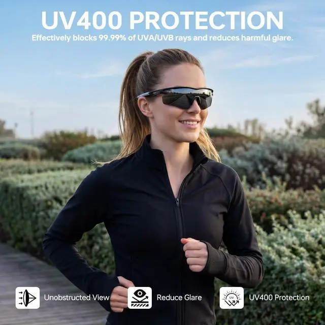 Alt view image 2 of 7 - Polarized Running Sunglasses for Men Women Ultra-Comfort, UV400 Protection 22g Lightweight TR90 Frame & Adjustable Silicone Nose Pads Wraparound Sports Sun glasses for Cycling Baseball Hiking Fishing