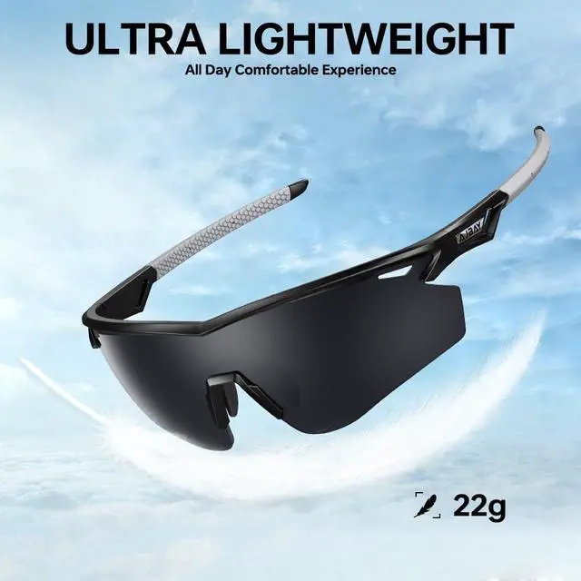 Alt view image 5 of 7 - Polarized Running Sunglasses for Men Women Ultra-Comfort, UV400 Protection 22g Lightweight TR90 Frame & Adjustable Silicone Nose Pads Wraparound Sports Sun glasses for Cycling Baseball Hiking Fishing
