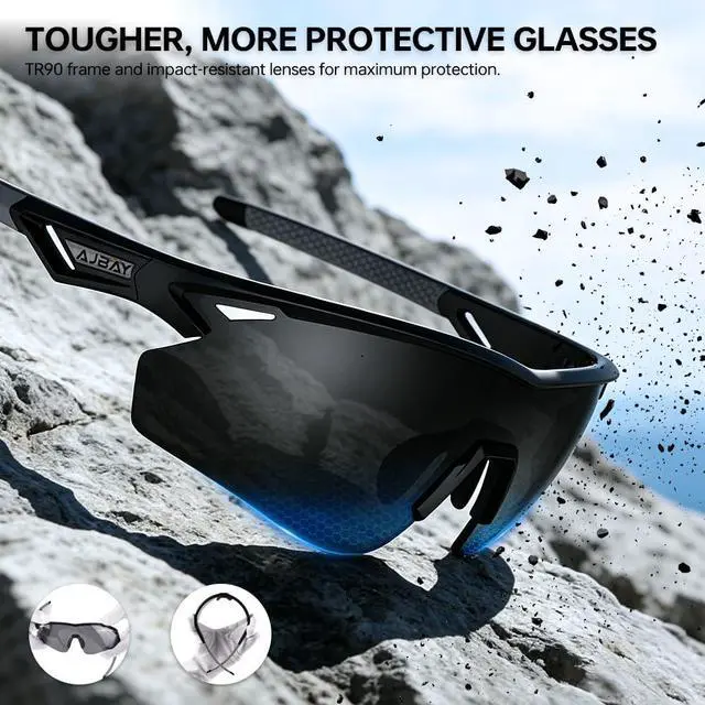 Alt view image 7 of 7 - Polarized Running Sunglasses for Men Women Ultra-Comfort, UV400 Protection 22g Lightweight TR90 Frame & Adjustable Silicone Nose Pads Wraparound Sports Sun glasses for Cycling Baseball Hiking Fishing