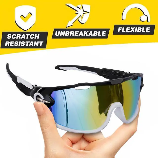 Alt view image 3 of 7 - 2 Pcs Sport Sunglasses Men - Lightweight & Flexible Running Glasses for Men and Women, Secure Fit, Scratch-Resistant Lenses, and Durable Design - Sports Glasses for Running, Cycling, Fishing, and More