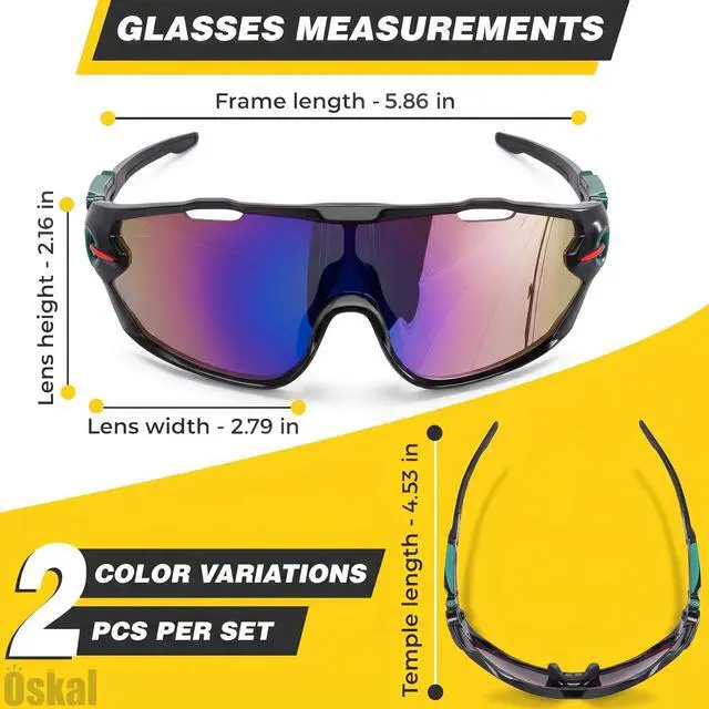 Alt view image 2 of 7 - 2 Pcs Sport Sunglasses Men - Lightweight & Flexible Running Glasses for Men and Women, Secure Fit, Scratch-Resistant Lenses, and Durable Design - Sports Glasses for Running, Cycling, Fishing, and More