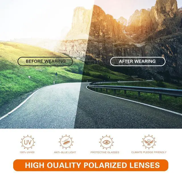 Alt view image 4 of 6 - Sports Polarized Sunglasses for Men: Womens UV400 Protection Sun Glasses Wrap Around Goggles for Fishing Driving TR90