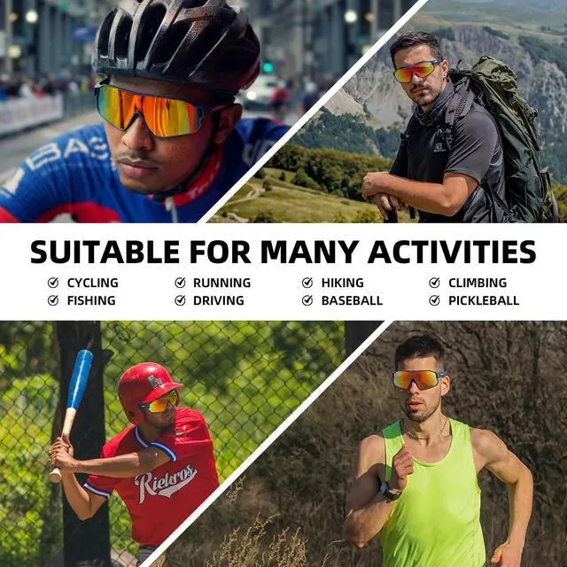 Alt view image 7 of 7 - Polarized Sports Sunglasses Anti-Glare HD Cycling Sun Glasses | Sport-Specific Unobstructed View Professional - UV400 Protection Goggle with Myopia Frame for Running Cycling Driving Hiking