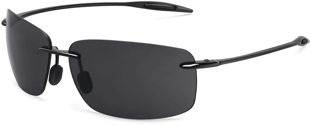 Main image of Sports Polarized Sunglasses for Men Women Tr90 Rimless Frame for Running Fishing Golf Surf Driving(Black)
