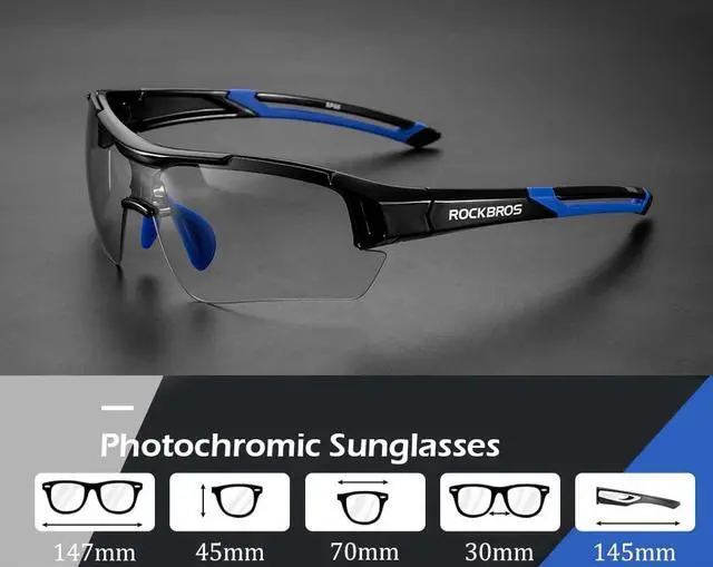 Alt view image 4 of 7 - Photochromic Sunglasses UV Protection Lightweight Black Blue | Cycling Glasses,Auto-Adjust UV Color Change, 29g Ultra-Light, Adjustable Nose Pad, Cycling/Running/Hiking