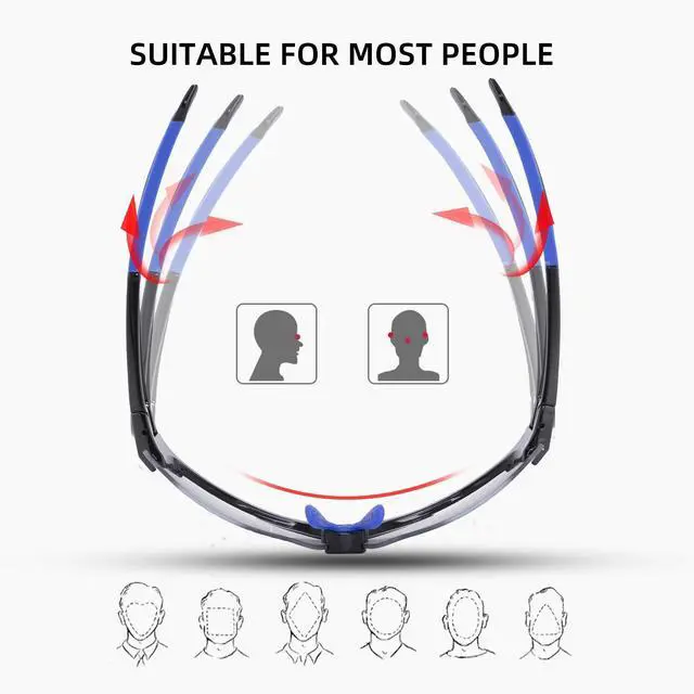 Alt view image 3 of 7 - Photochromic Sunglasses UV Protection Lightweight Black Blue | Cycling Glasses,Auto-Adjust UV Color Change, 29g Ultra-Light, Adjustable Nose Pad, Cycling/Running/Hiking
