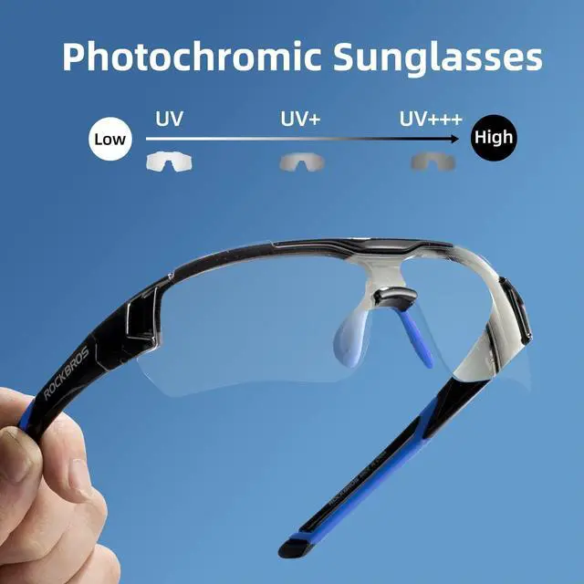 Alt view image 7 of 7 - Photochromic Sunglasses UV Protection Lightweight Black Blue | Cycling Glasses,Auto-Adjust UV Color Change, 29g Ultra-Light, Adjustable Nose Pad, Cycling/Running/Hiking