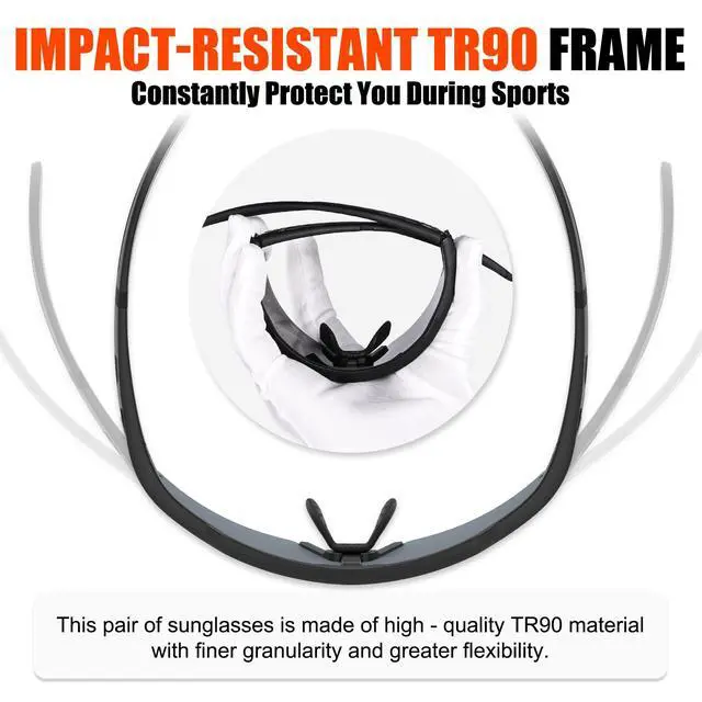 Alt view image 6 of 7 - Polarized Cycling Glasses with 5 Interchangeable Lenses,MTB Biking Baseball Running Sports Sunglasses for Men Women