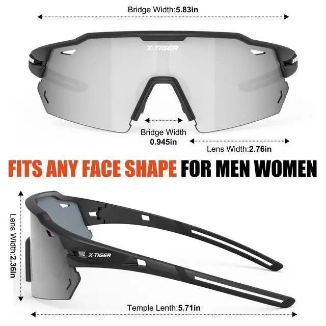Alt view image 7 of 7 - Polarized Cycling Glasses with 5 Interchangeable Lenses,MTB Biking Baseball Running Sports Sunglasses for Men Women