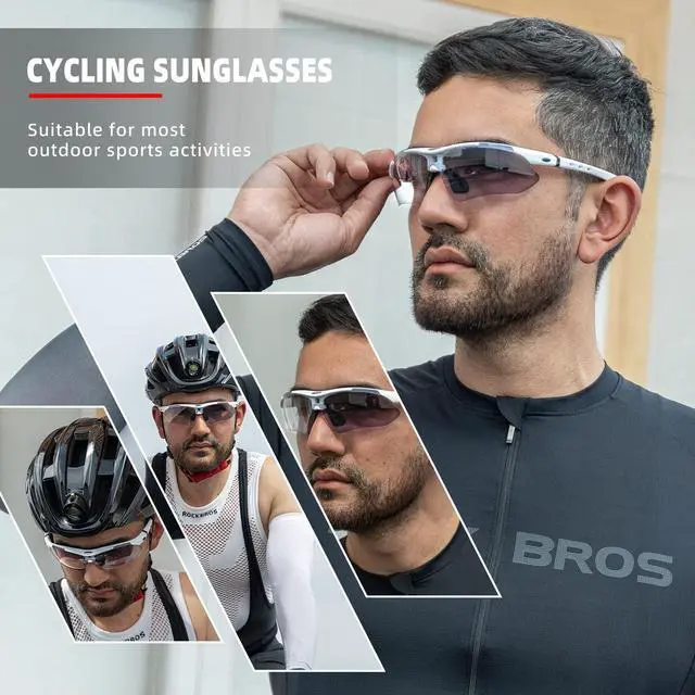 Alt view image 2 of 7 - Photochromic Sports Sunglasses Mens Cycling Pickleball Glasses | Removable Elasctic Band,Myopia Insert,Adjustalble Nose Pad,UV400 Protection
