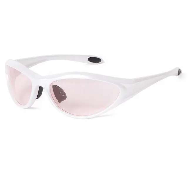 Main image of Trendy Y2k Rave Sunglasses Wrap Around Sporty Glasses Goggles, White | Wraparound Shield Shades, Lightweight ,Anti Slip ,Comfotable fit Cycling Running Concert Party Favors