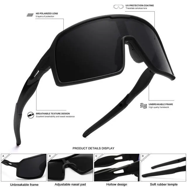 Alt view image 4 of 6 - Polarized Sports Sunglasses for Men and Women Cycling Glasses UV Protection Goggles for Mountain Bike Running Fishing