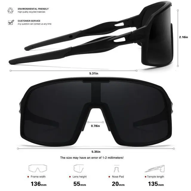 Alt view image 5 of 6 - Polarized Sports Sunglasses for Men and Women Cycling Glasses UV Protection Goggles for Mountain Bike Running Fishing