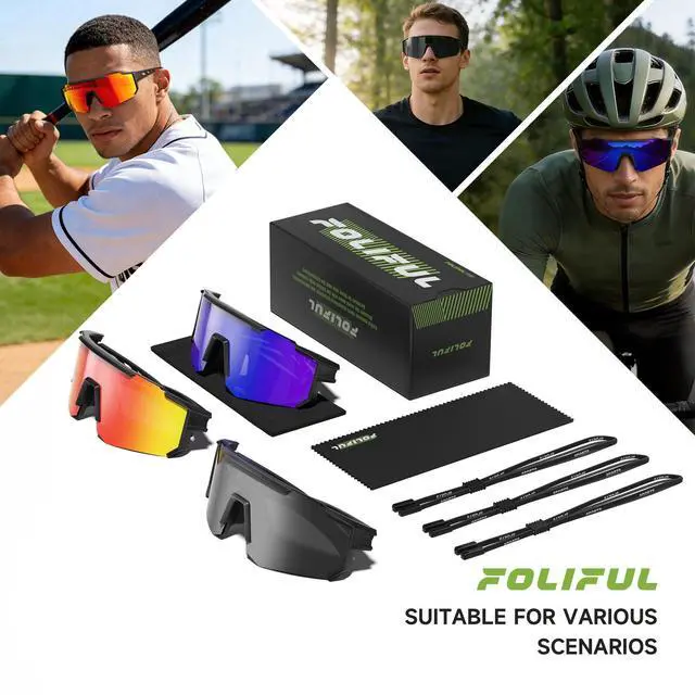 Alt view image 7 of 7 - Polarized Sports Sunglasses Men Women for Running Baseball Cycling | 3 Pack Wrap Around Mens Womens Lightweight Outdoor Sunglasses UV Protection for Hiking Fishing, A01