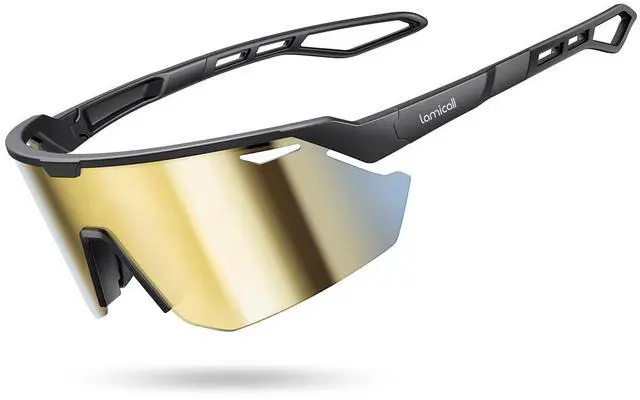 Main image of Polarized Sports Sunglasses for Men Women, 24g Ultralight | Adjustable Nose Pad, UV400 Protection Sun Glasses for Cycling Running Baseball Fishing Golf Beach, Gold