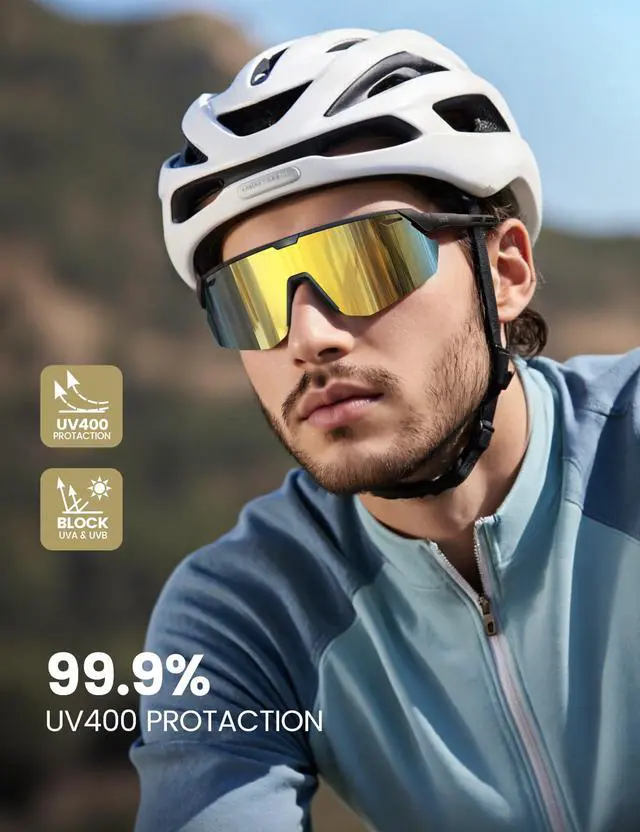 Alt view image 2 of 7 - Polarized Sports Sunglasses for Men Women, 24g Ultralight | Adjustable Nose Pad, UV400 Protection Sun Glasses for Cycling Running Baseball Fishing Golf Beach, Gold