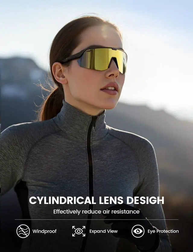 Alt view image 5 of 7 - Polarized Sports Sunglasses for Men Women, 24g Ultralight | Adjustable Nose Pad, UV400 Protection Sun Glasses for Cycling Running Baseball Fishing Golf Beach, Gold