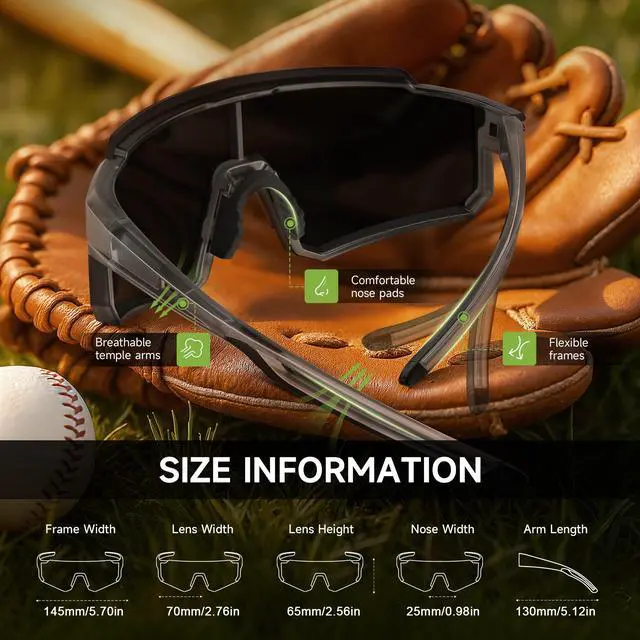 Alt view image 5 of 7 - Sports Polarized Sunglasses Men Women for Running Baseball Hiking | 3 Pack Lightweight Sun Glasses with UV Protection for Cycling Fishing, A01-Gray/Ice Blue/Red