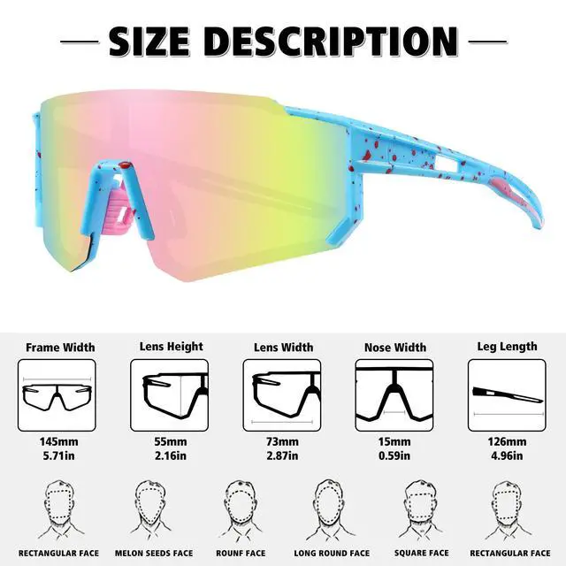Alt view image 3 of 6 - Polarized Sports Sunglasses for Men Women,Cycling Running | UV400 Protection Polarized Baseball Driving Fishing Mountain Bike Wrap Around Sun Glasses,Lightweight Frame