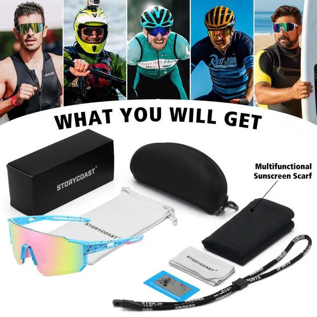 Alt view image 6 of 6 - Polarized Sports Sunglasses for Men Women,Cycling Running | UV400 Protection Polarized Baseball Driving Fishing Mountain Bike Wrap Around Sun Glasses,Lightweight Frame