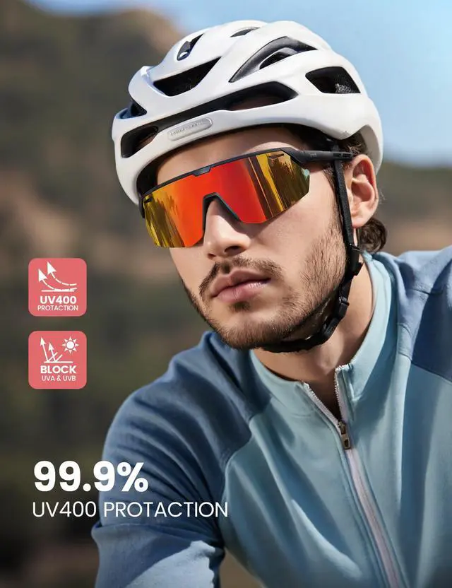 Alt view image 2 of 7 - Polarized Sports Sunglasses for Men Women, 24g Ultralight | Adjustable Nose Pad, UV400 Protection Sun Glasses for Cycling Running Baseball Fishing Golf Beach, Orange