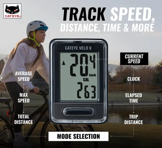 Alt view image 2 of 7 - Velo 9 Wired Bike Computer | Entry-Level Speedometer and Odometer, Perfect for Beginner Cyclists, Auto Start/Stop, Easy Setup for Road, MTB, Gravel Bikes