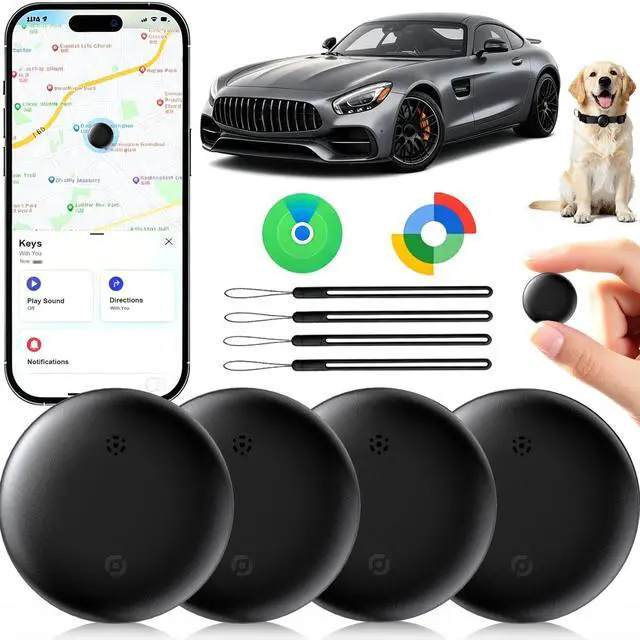Main image of GPS Tracker for Vehicles No Subscription, iOS & Android Dual System | Precise Location Car Tracker Tag, IP66 Bluetooth Tracker Device for Key, Luggage, Wallet, Kid and Pet (2-Pack)