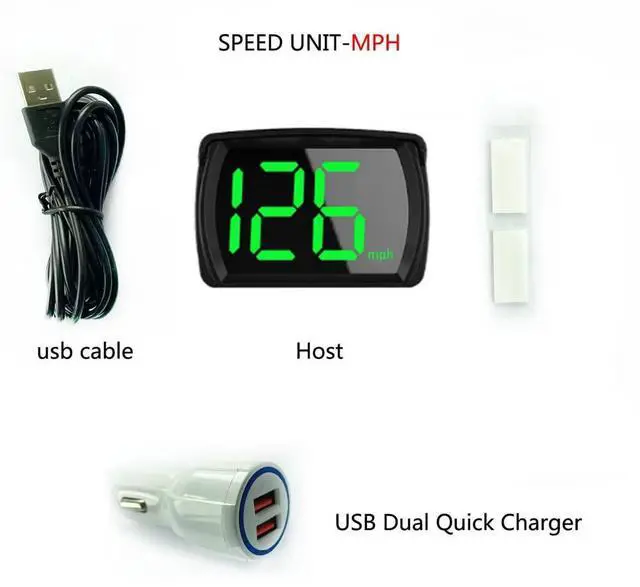 Alt view image 7 of 7 - Car HUD Headup Display KM/H MPH GPS Digital Speedometer with LED Large Font Display for Car Truck SUV Motorcycle